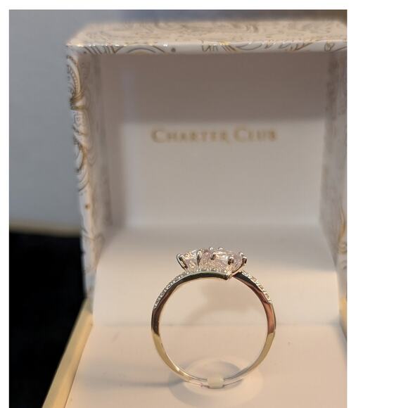 Charter Club NWT Double Solitaire CZ Silver Plated Ring Size 10 - Picture 4 of 6